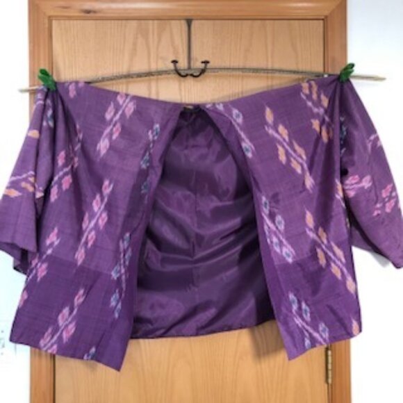NWOT Paothong's Private Collection Violet Thai Silk Kimono Style Jacket 3X - Picture 1 of 5